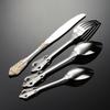 Palace Series Stainless Steel Cutlery Sets Western Food Knives Forks Spoons Teaspoon Luxury Golden Tableware Home and Kitchen