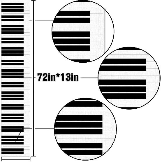 Piano Table Runner Musical Themed Party Decorations Entertainment Dining Room Home Kitchen Island Decor 13 x 72Inches