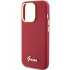 Guess Silicone Script Metal Logo & Frame Case For Iphone 15 Pro - Red
