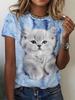 Женский летний модный топ с коротким рукавом Sweetwear Милый принт с рисунком кошки Повседневный наряд для свидания Футболки Женские футболки Одежда Женская