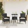 VidaXL Garden Dining Set and Cushions 3 Pcs Black Rattan Glass 3278721