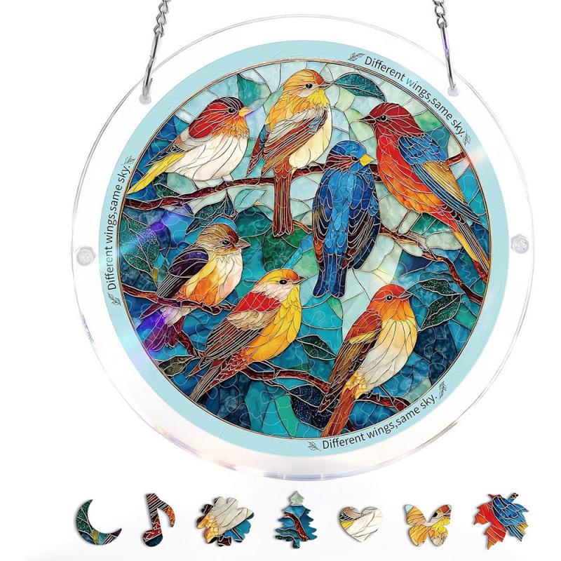 Acrylic Suncatcher Window&Garden Hanging Sun Catcher Rainbow Indoor Window Decoration for Living Room Bedroom Colorful Acrylic Puzzles Suncatcher