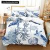 Sea Turtle Duvet Cover Set Pillow Cases Ocean Animal Turtle Bedding Set Queen King Kids Home Textiles Map Coral Soft Quilt Cover