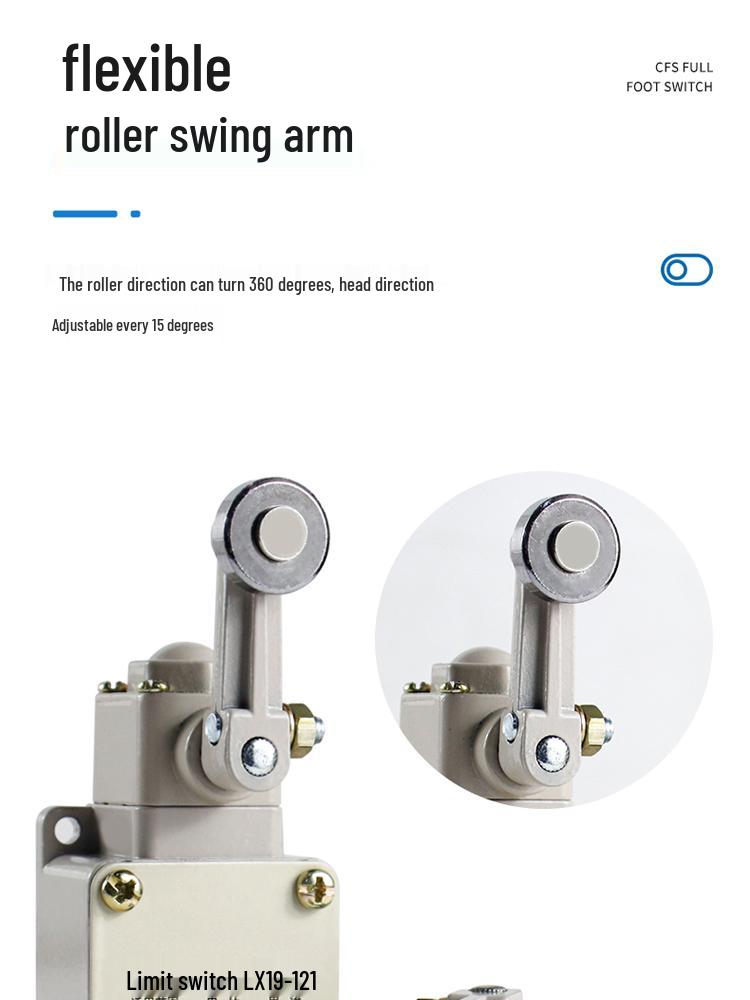 Aluminum Shell Automatic Reset Micro Limit Switch LX19-001 with One Normally Open and One Normally Closed Contact.