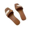 Fashion Versatile Lazy Slippers Soft Bottom Soft Surface Square Head Color Matching One-Word Slippers