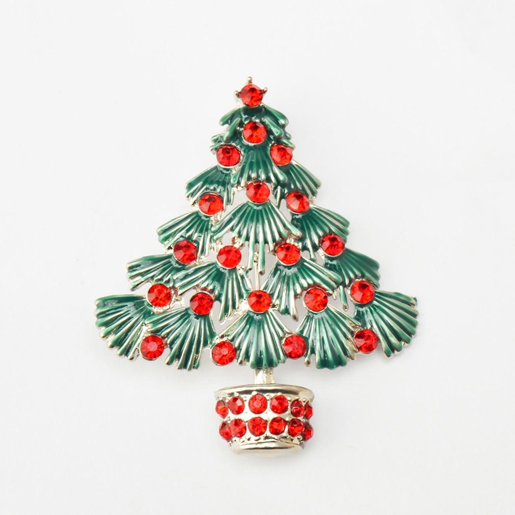 Blucome Christmas Brooches Cute Anime Christmas Tree Shape Brooch Pins for Women Men Suit Scarf Hijiab Pins Christmas Gifts