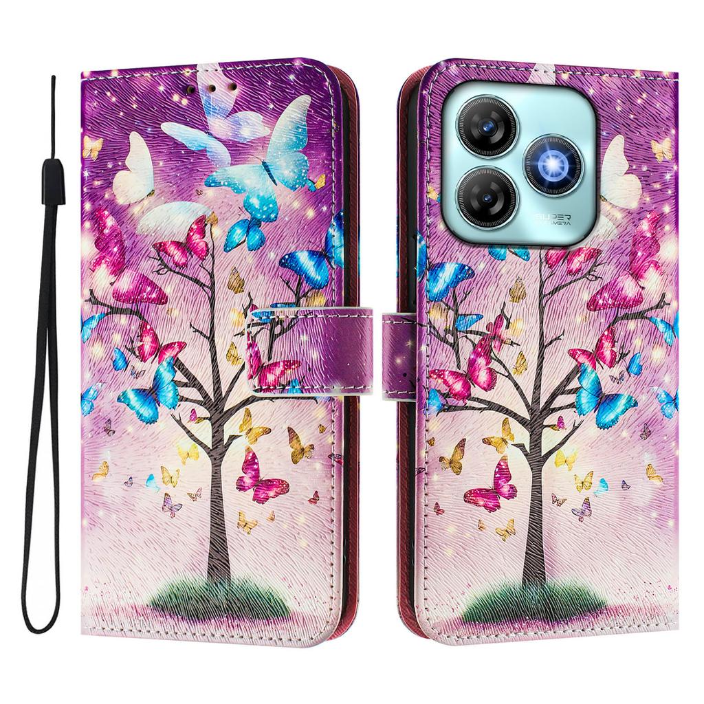 Butterfly Tree Luxury Painted Leather Case Wallet Book Style Cover for ZTE Blade A52,A53,A73,V50 Vita,V40S,V60,A35,A55,A75...
