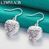 925 Sterling Silver Love Heart Zircon Earrings For Women Fashion Charm Jewelry