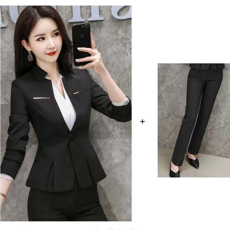 2 шт., профессиональный пиджак, женский костюм с длинными рукавами, весна и осень, новый темпераментный костюм для продажи, костюм для собеседования, официальная рабочая одежда