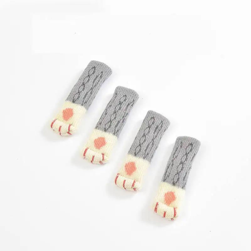 24 шт. милые вязаные носки для мебели с кошачьими лапками, нескользящие чехлы для ножек стульев, защитные накладки на пол, накладки на ножки стола, квадратные и круглые