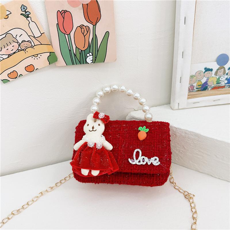 Knot Stylish Butterfly Girls Handbag Pearl Shoulder Bag For Children With Cute Design