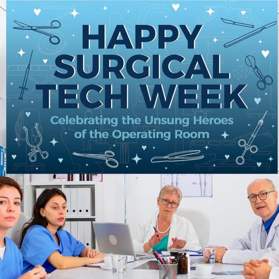 Happy Surgical Tech Week Banner 70.87 x 45.3 Inches – Celebrate with Surgical Tech Week Party Decor, Decorations & Appreciation for the Unsung