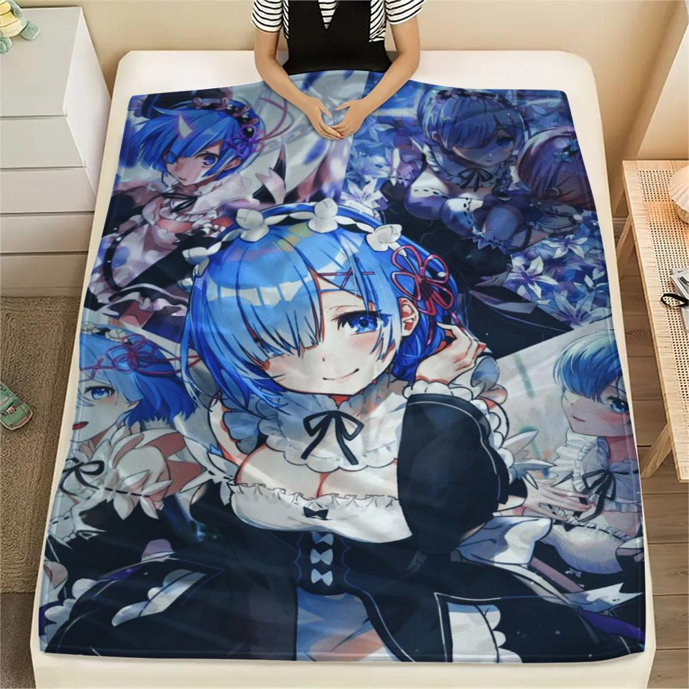 1Pc ReZero Print Flannel Blanket, High quality Comfortable for All Seasons, Home Decor, Warmth and Comfort, Perfect for Christmas Gifts