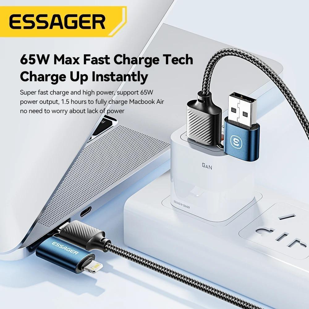Essager 4 в 1 USB-кабель типа C, 65 Вт PD, провод для быстрой зарядки, кабель типа C-C для IPhone 15 14 13 Pro Max IPad HUAWEI Xiaomi