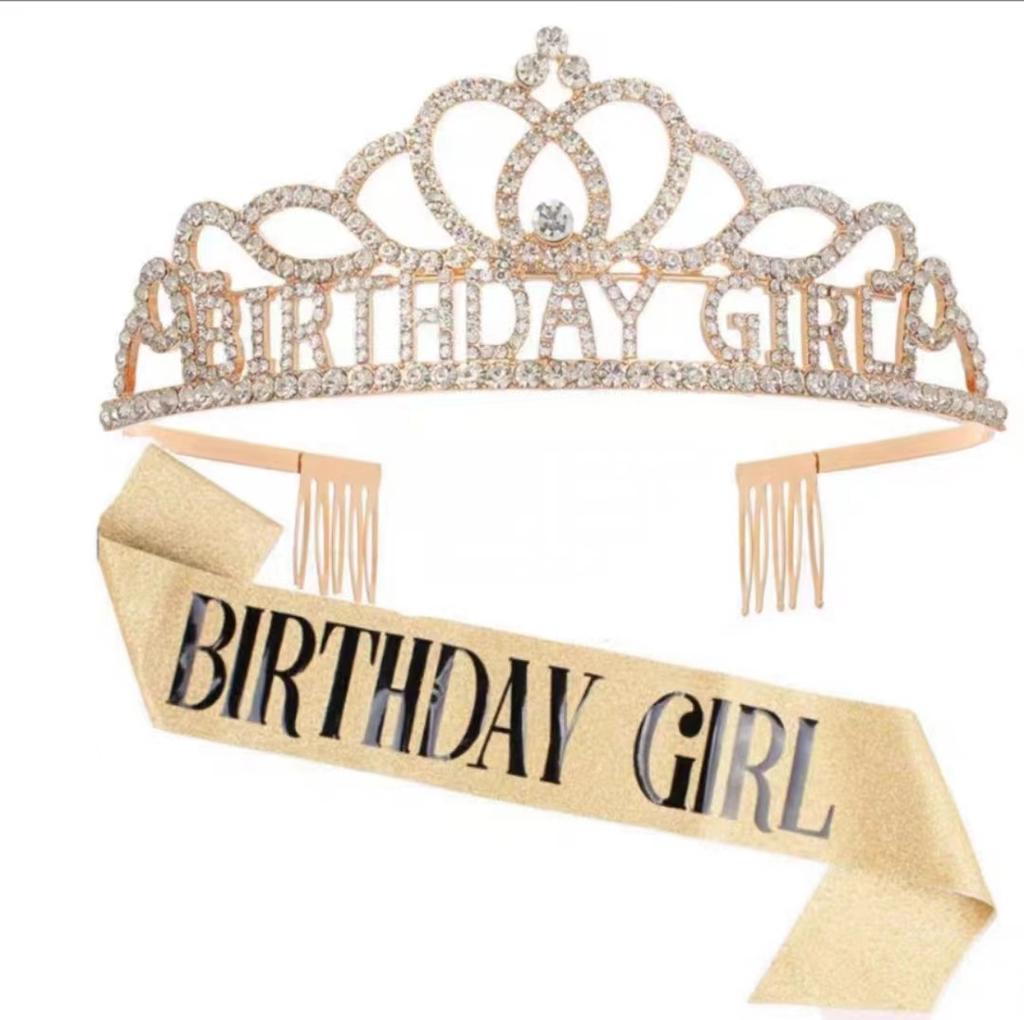BIRTHDAY QUEEN GIRL Girl Birthday Crown Etiquette Party Supplies Rhinestone Hair Accessories