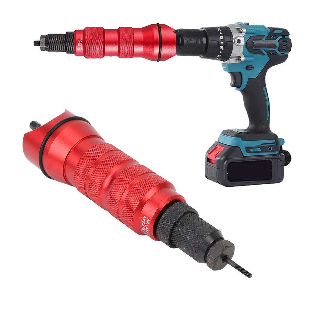 Комплект переходников для сверла с заклепочной гайкой Комплект адаптеров для электрического сверла с заклепками 2,4–6,4 мм 6 сменных заклепок Hea