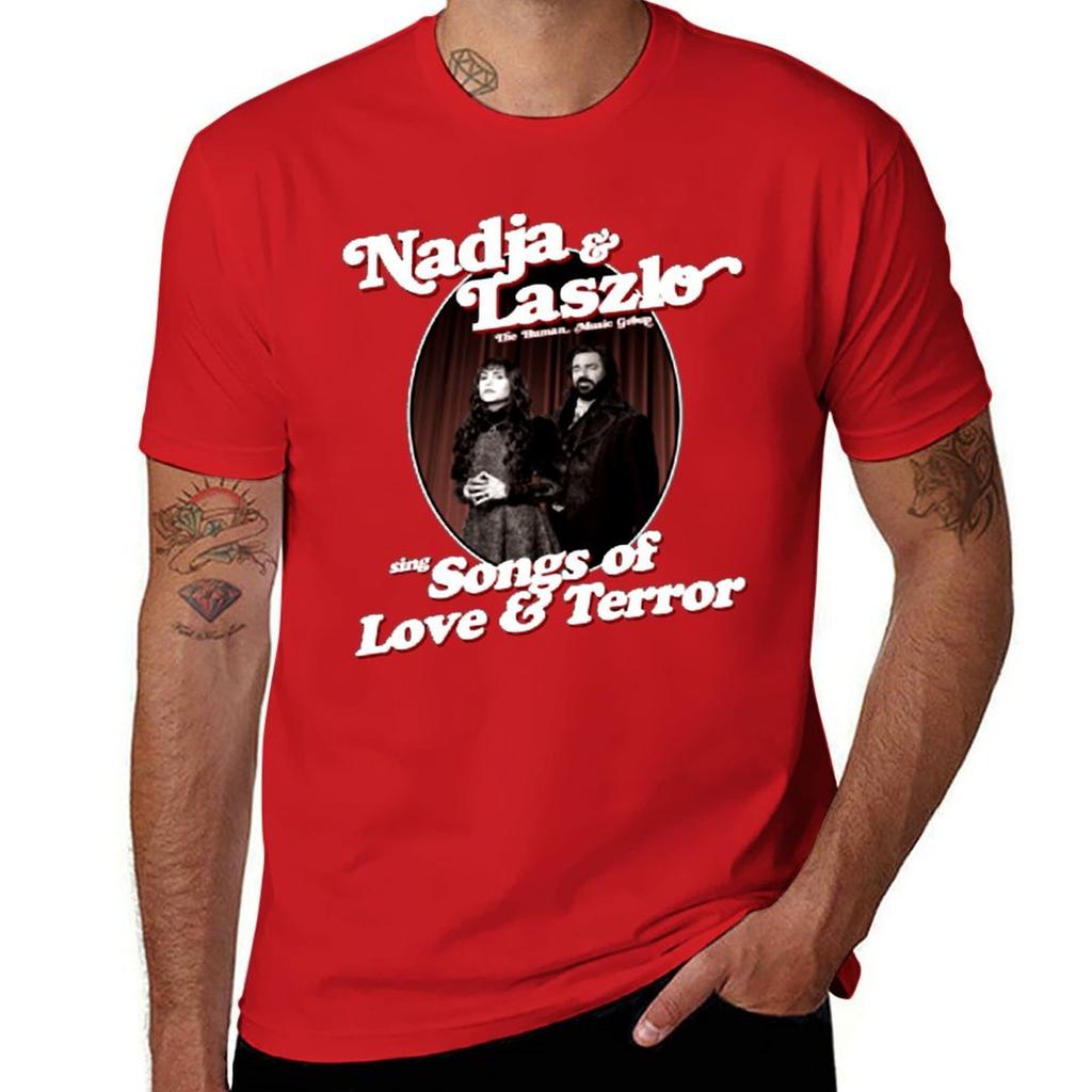 Футболка с принтом Nadja And Laszlo The Human Music Group Поют Песни Любви и Ужаса Сублимационные аниме футболки мужские футболки