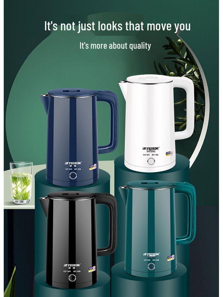 Прочный электрический чайник из нержавеющей стали - большой емкости, с термоизоляцией, термостатический, новая модель для домашнего использования