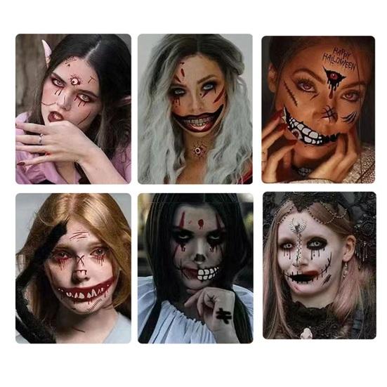 2/5/10/20 шт. Хэллоуин жуткие татуировки рот наклейки шрам татуировки лицо водонепроницаемые временные татуировки вечеринка боди-арт DIY макияж наклейка