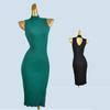 Foreign Trade Order Half-high Collar Backless Slimming High Elastic Dress Four Seasons Inner Wear Thread Sleeveless Knitted Hip Skirt