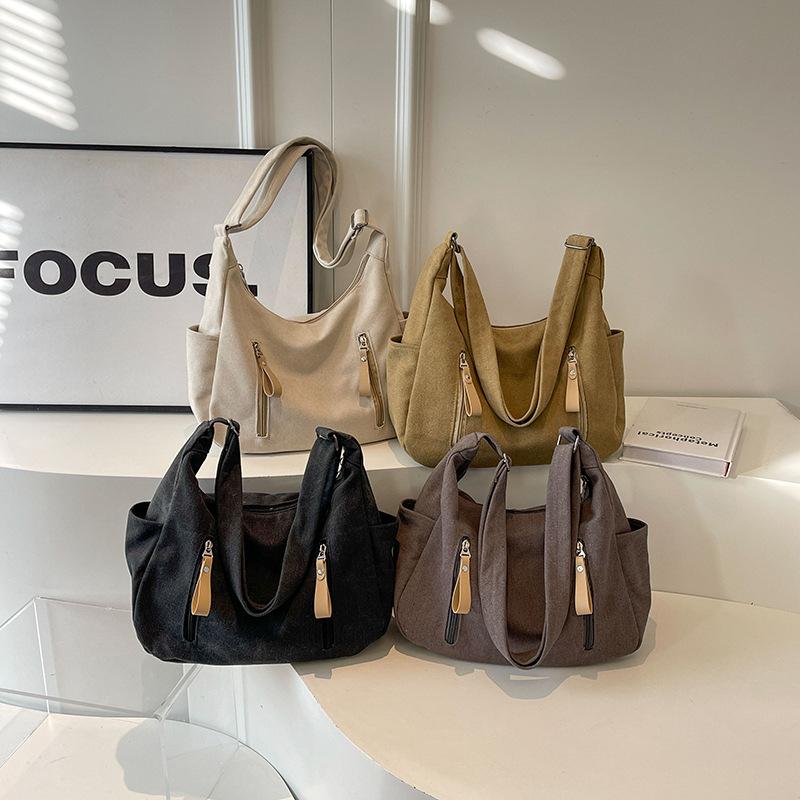 Retro Simple Canvas Bag 2025 New Casual Large-capacity Shoulder Bag Student Class Crossbody Tote Bag