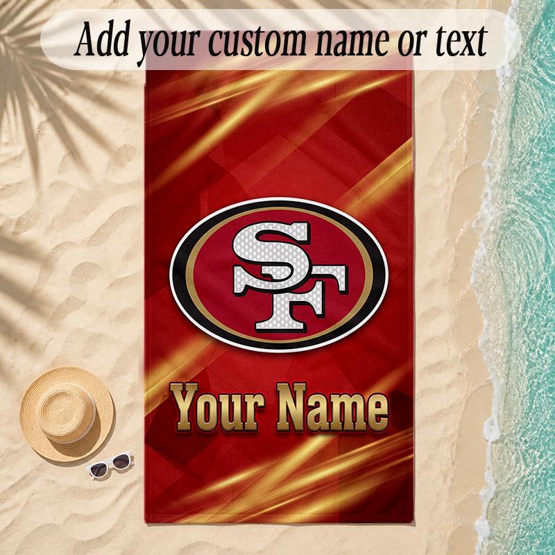 Beach TowelSan Francisco 49ers Custom Name Text Personalized Soft Towel for Beach Pool Indoor Home Decor Gift