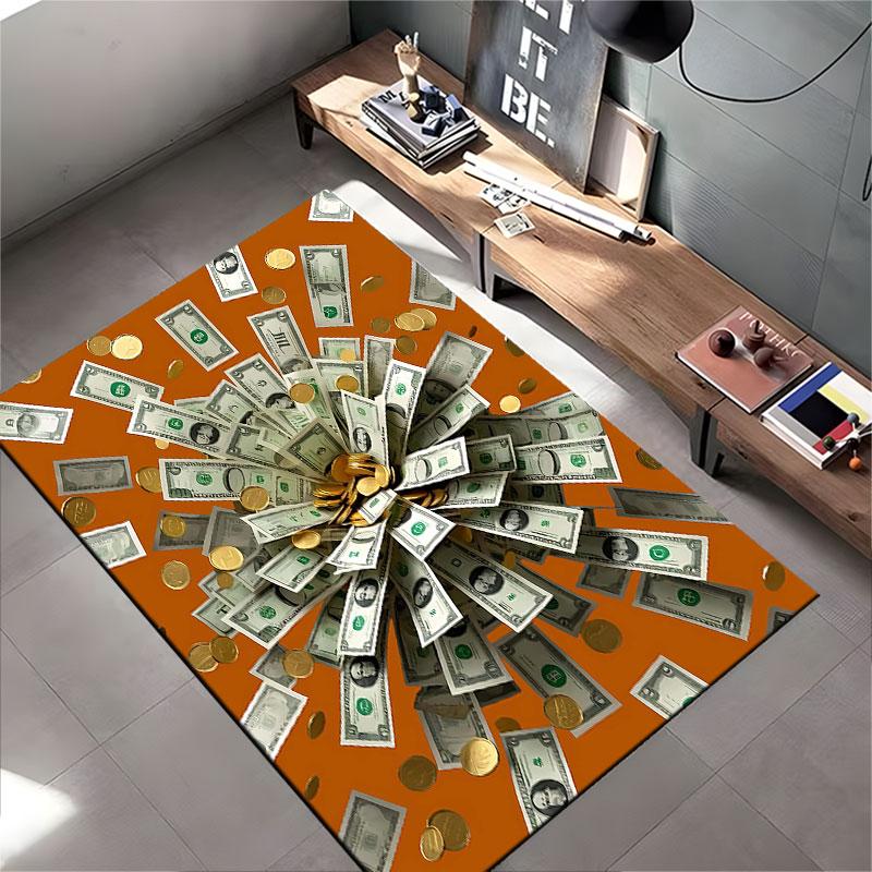 Cash and Coins Explosion Design suitable as a non-slip mat for the living room or bedroom sofa