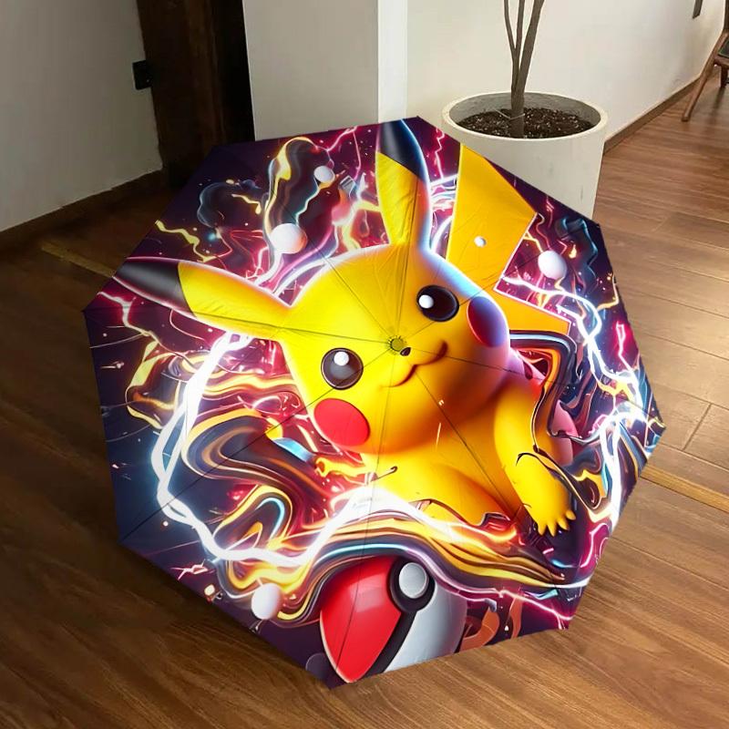 1PC , Pokémon Automatic Folding Umbrella | Vibrant Motif & Compact Design for Everyone, On-the-Go Essential - Gift-Worthy Style yy250930051