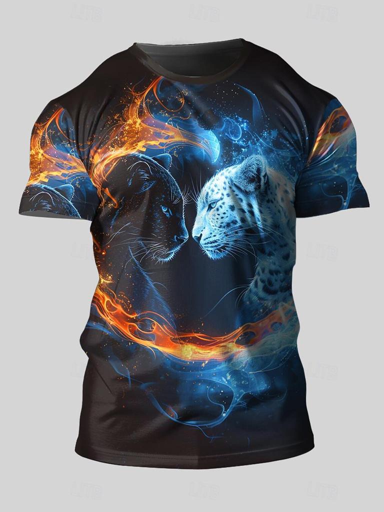 Flame Animal модная мужская футболка с 3D принтом футболка для уличного спорта уличная футболка черная рубашка с круглым вырезом летняя весенняя одежда одежда