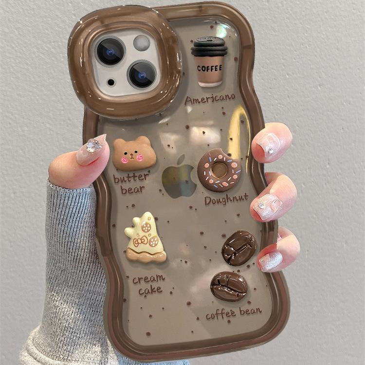 Ins Coffee Dolls Подходит для 16 Чехол для iPhone Iphone15promax Двойная подставка 14 Силикон 13 Ниша