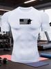 Men's White American Flag Shooter Silhouette Compression T-Shirt Tactical Print Quick Dry Gym Workout Top