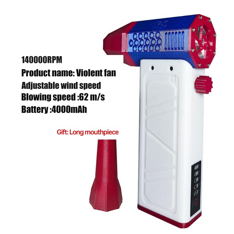 1PC Turbojet Fan Brushless Motor Handheld Duct Fan 52M/S Portable C-type Charging with Power Display Vent