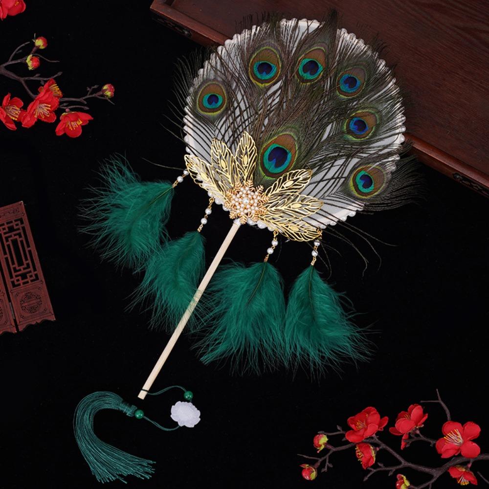 with Tassels Fluffy Colorful Craft Handheld Fan Portable Dance Hand Fan Ancient Style Group Fan