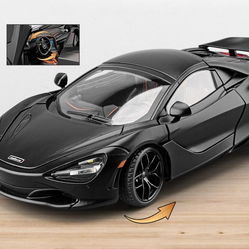 Diecast 1/18 Big Size 720S Alloy Supercar Model with Sound Light Collection Hobby Miniature Voiture Children Boy Toy Vehicle