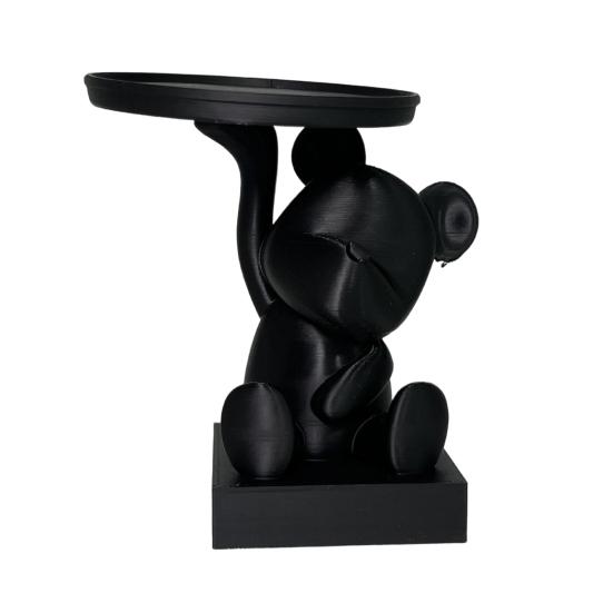 Bear Serving Tray Key Holder Decorative Bear Figurine with Dish Candy Lipsticks Earrings Jewelry Storage Display Stand Table Desk Organizer