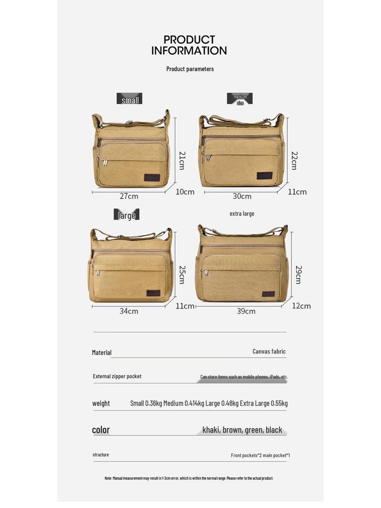 Мужская многофункциональная холщовая сумка кроссбоди: Универсальная сумка для путешествий и инструментов