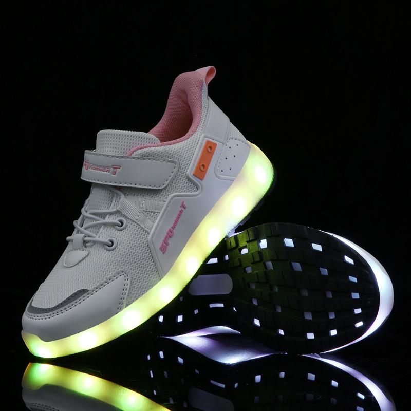 Children Luminous Sneakers Charging Switch LED Bling Bling Kids Glowing Sneakers Girls Laughing Shoes