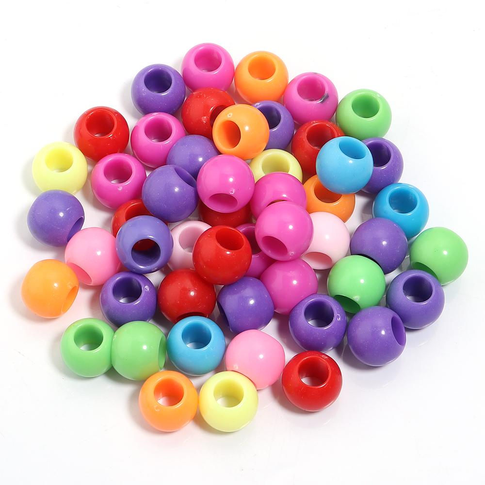 50pcs/lot 10 12 14mm Acrylic Big Hole Beads Multicolor Loose Spacer Round Beads For DIY Bracelet Earrings Jewelry Accessories