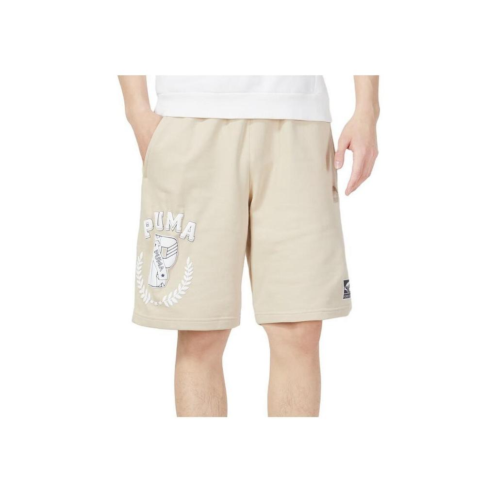 Puma Logo Print Lace-Up Knit Shorts Men Bottoms Khaki 623255-88