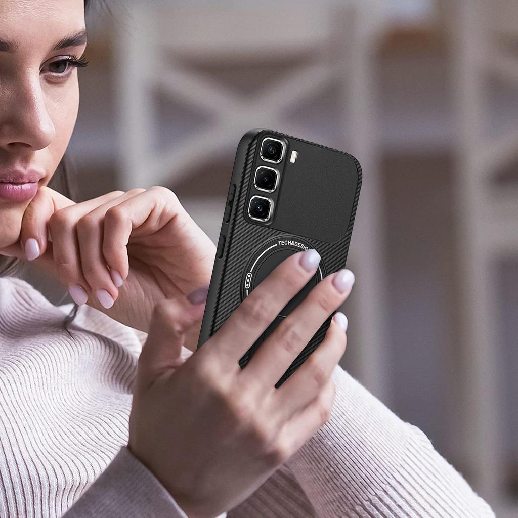 Для Infinix Hot 50 Pro+ 4G Чехол Текстура углеродного волокна ПК+ТПУ Чехол для телефона с подставкой