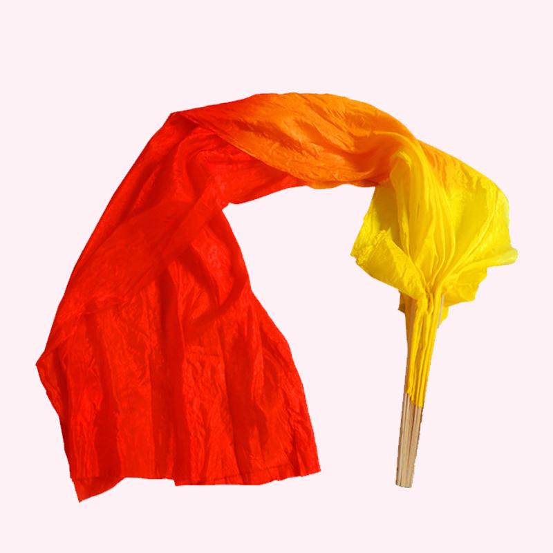 1.5M Creative Dance Silk Veils Fan Performance Props Synthetic Fiber Bamboo Folding Fans Colorful
