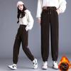 Женские осенне-зимние новые плюшевые модные повседневные теплые хлопковые брюки с утолщенным мехом