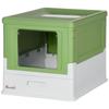 Hooded Cat Litter Box, Portable Pet Toilet, with Scoop, Front Entry - Emerald Green