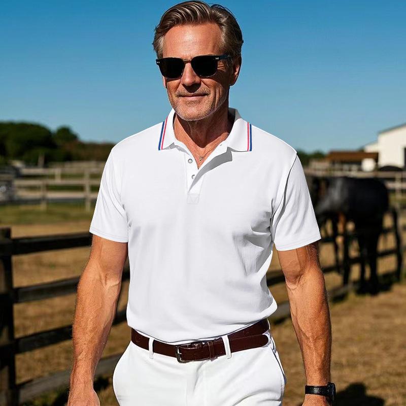 Летняя сетчатая мужская рубашка-поло повседневная быстросохнущая футболка с коротким рукавом мужская однотонная майка