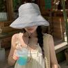 Casual Plaid Sun Hats Summer Fisherman Hat Fashion Drawstring Bucket Hats Outdoor