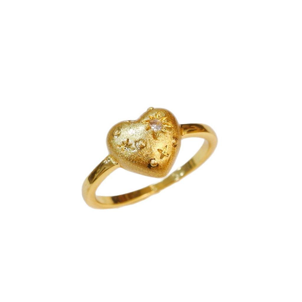 Points Diamond Octagram Brushed Love Ring Vintage Light Luxury Niche High-end Index Finger Ring