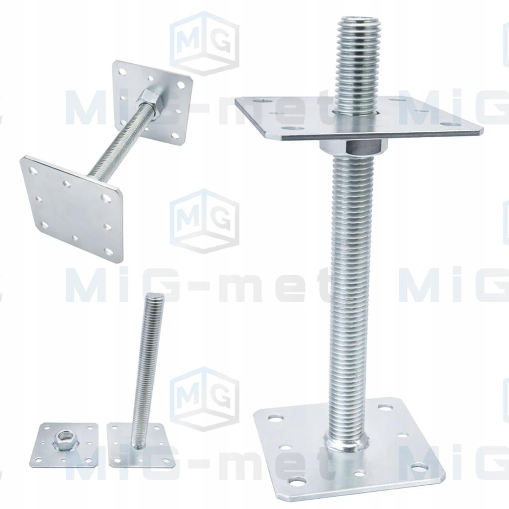 Post Base Adjustable Anchor 110X250X4.0Mm Oc + Welded Nut