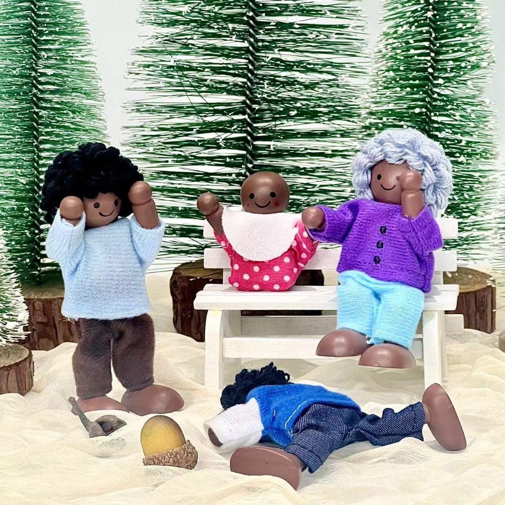 8 шт./комплект Имитация Мини Деревянные Фигурки Семьи Куклы Детские Маппеты Игрушки для Ролевых Игр Мальчики Девочки Подарки