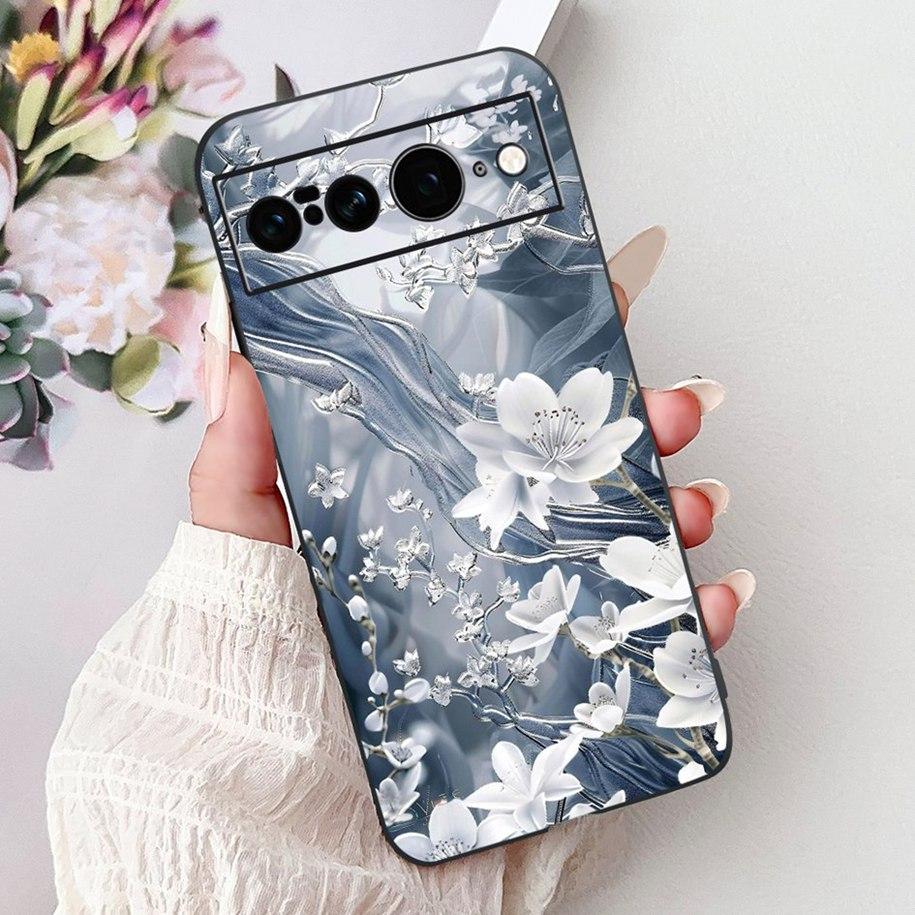 Case For Google Pixel 7 Pro Cover GE2AE New Stylish Butterfly Flower Marble Soft Black Silicone Bumper For Google Pixel 7 Fundas