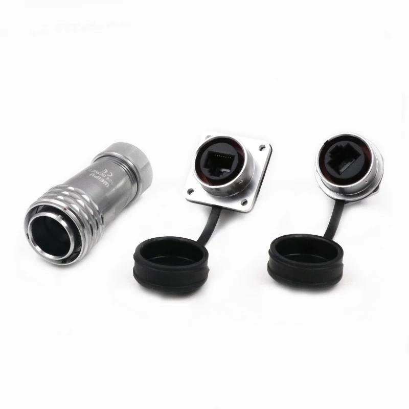 WEIPU SA24 SA2410/PRJ45 Waterproof Industrial M24 8 Pin 8P8C Ethernet Cable Ethernet Network RJ45 Connector Signal Panel Mount
